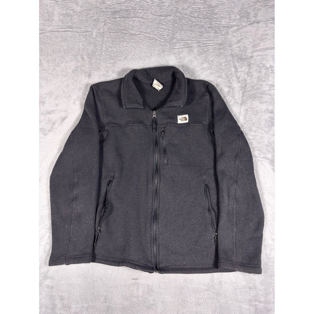 The North Face Sweater Jacket Mens M Black Full Zip Lined Outdoor Collared